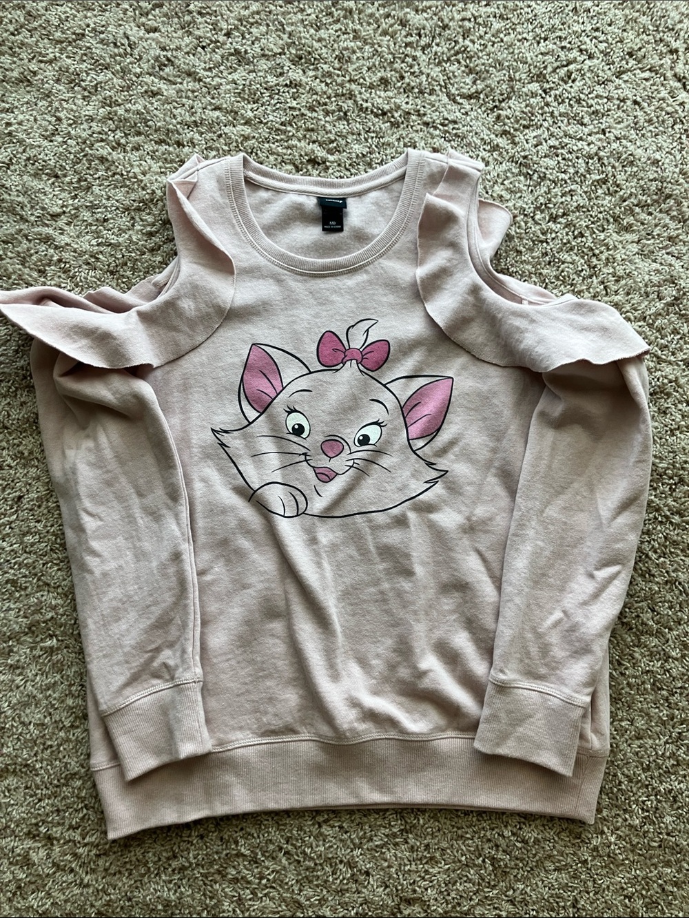Disney Light Pink Cold-Shoulder Sweatshirt with Marie